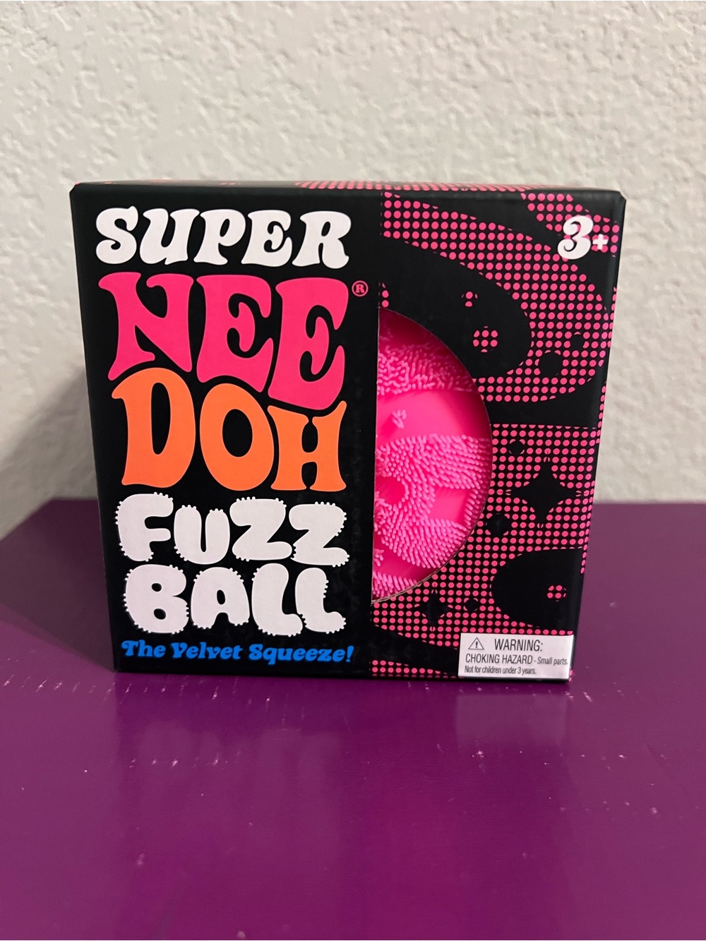 Authentic Super NeeDoh Fuzz Ball - Bright Pink Velvet Squeeze - Hot Pink🩷🩷🩷